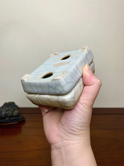 Large Rectangular Japanese Pot with Cut Feet by Chōsō