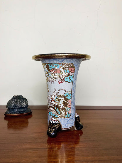 Double-Panel Painted Dragon Design, Omoto Pot by Akezō