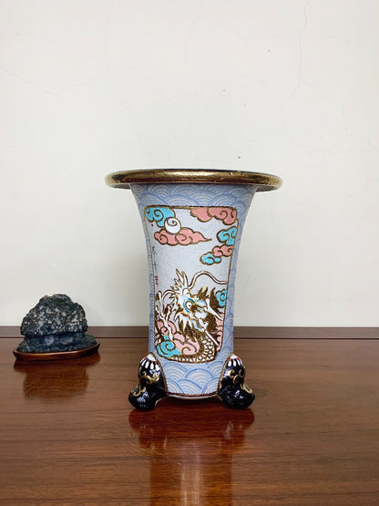 Double-Panel Painted Dragon Design, Omoto Pot by Akezō
