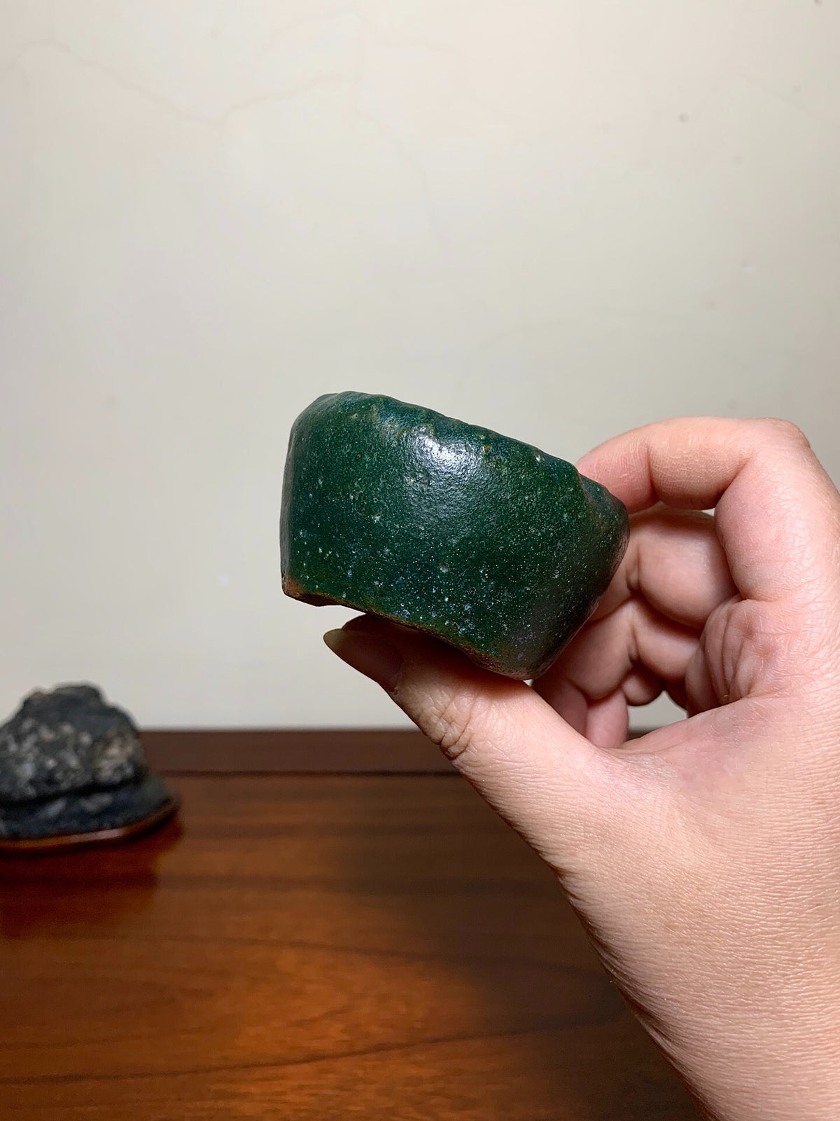 Takahashi Yukiraku Hand-Pinched Green-Glazed Round Pot
