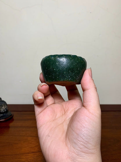 Takahashi Yukiraku Hand-Pinched Green-Glazed Round Pot