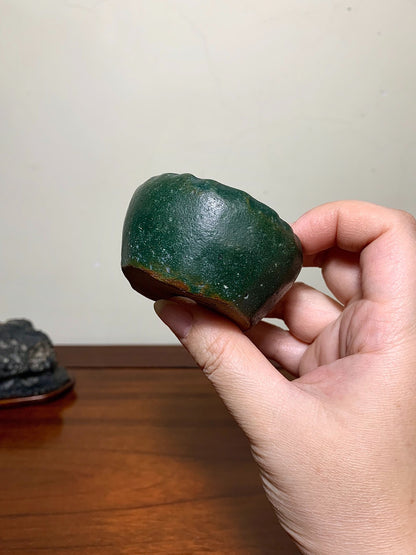 Takahashi Yukiraku Hand-Pinched Green-Glazed Round Pot