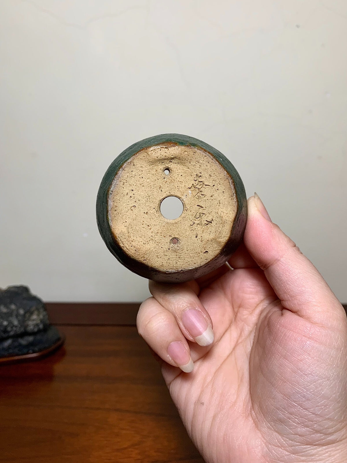 Takahashi Yukiraku Hand-Pinched Green-Glazed Round Pot