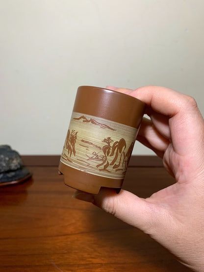 Shou Hachi Incised Cylindrical Pot Japanese Bonsai Pot