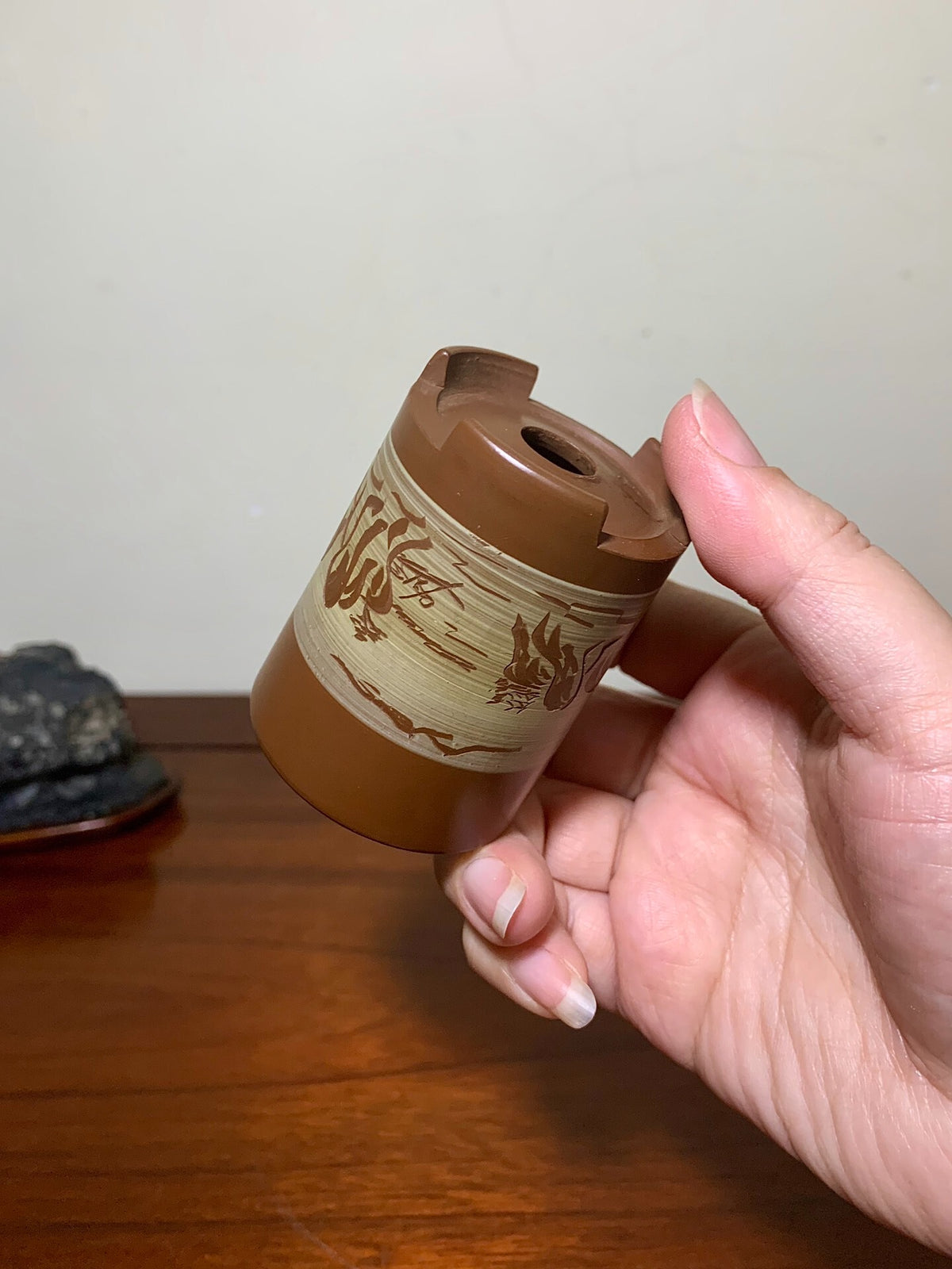 Shou Hachi Incised Cylindrical Pot Japanese Bonsai Pot