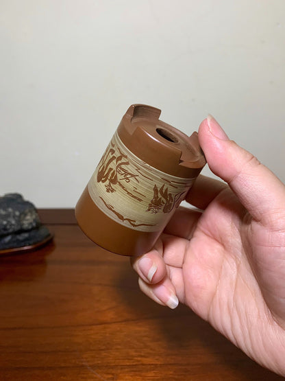 Shou Hachi Incised Cylindrical Pot Japanese Bonsai Pot