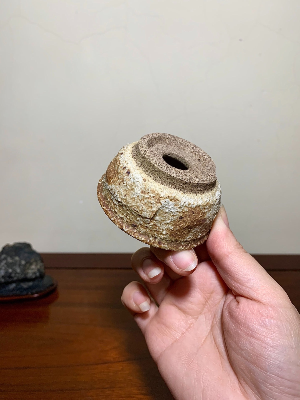 Pear-Skin Hand-Pinched Round Pot by Watanabe Masayama