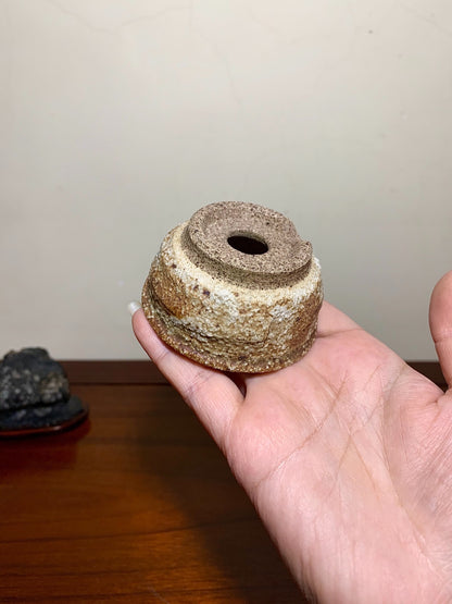 Pear-Skin Hand-Pinched Round Pot by Watanabe Masayama