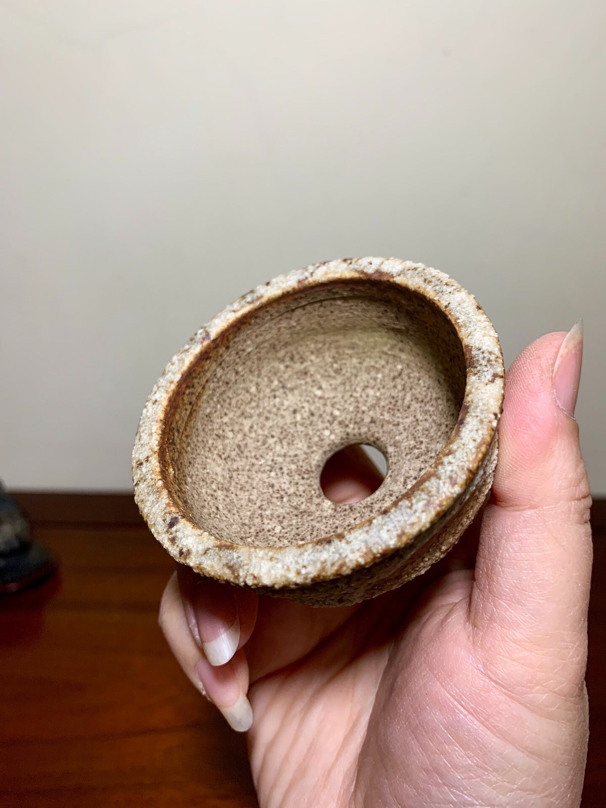 Pear-Skin Hand-Pinched Round Pot by Watanabe Masayama