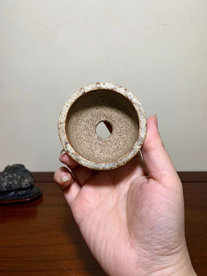 Pear-Skin Hand-Pinched Round Pot by Watanabe Masayama