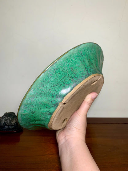 Hand-Pinched Cloth-Textured Glaze Perfectly Round Japanese Pot by Yamafusa