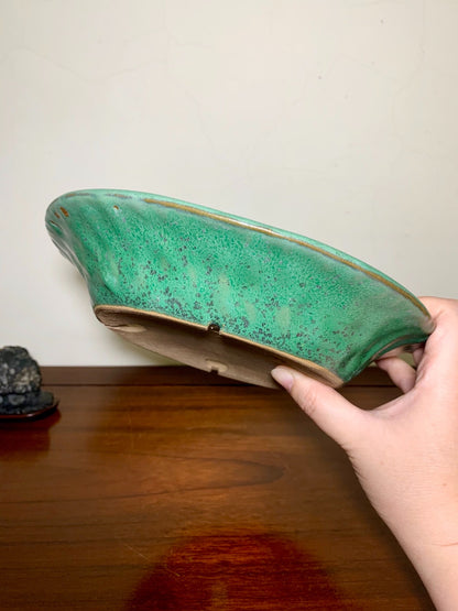 Hand-Pinched Cloth-Textured Glaze Perfectly Round Japanese Pot by Yamafusa