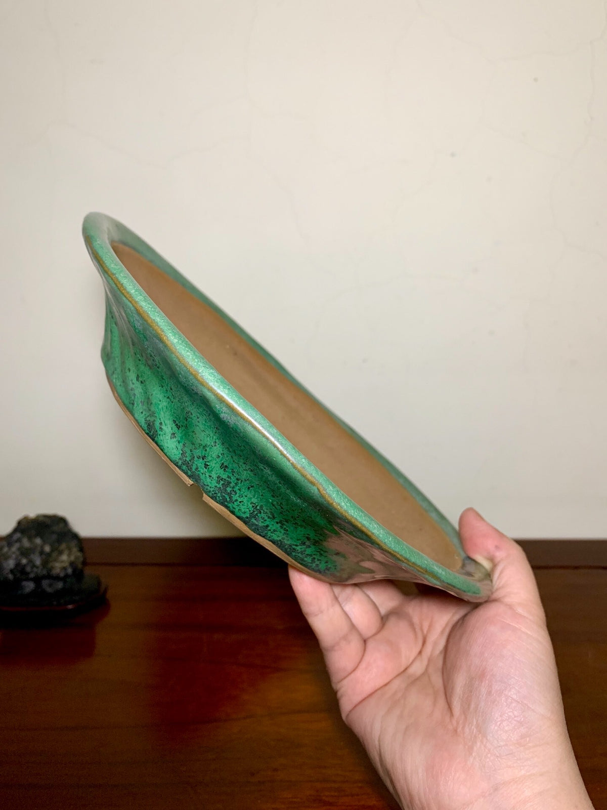 Hand-Pinched Cloth-Textured Glaze Perfectly Round Japanese Pot by Yamafusa