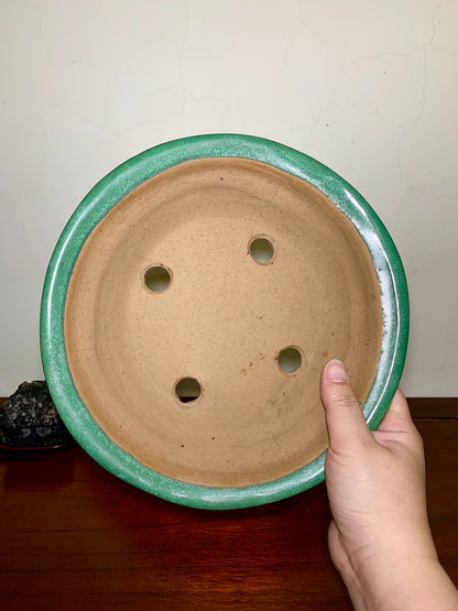 Hand-Pinched Cloth-Textured Glaze Perfectly Round Japanese Pot by Yamafusa