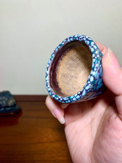 Enamelled Plum Blossom Small Cylindrical Pot Japanese Bonsai Pot by Shunaka