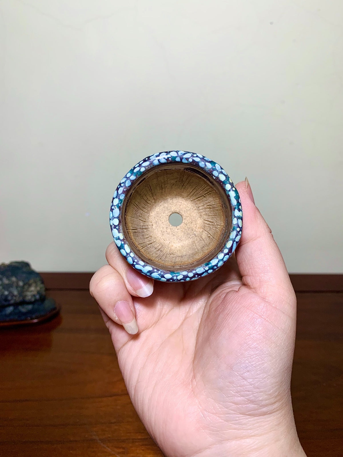 Enamelled Plum Blossom Small Cylindrical Pot Japanese Bonsai Pot by Shunaka