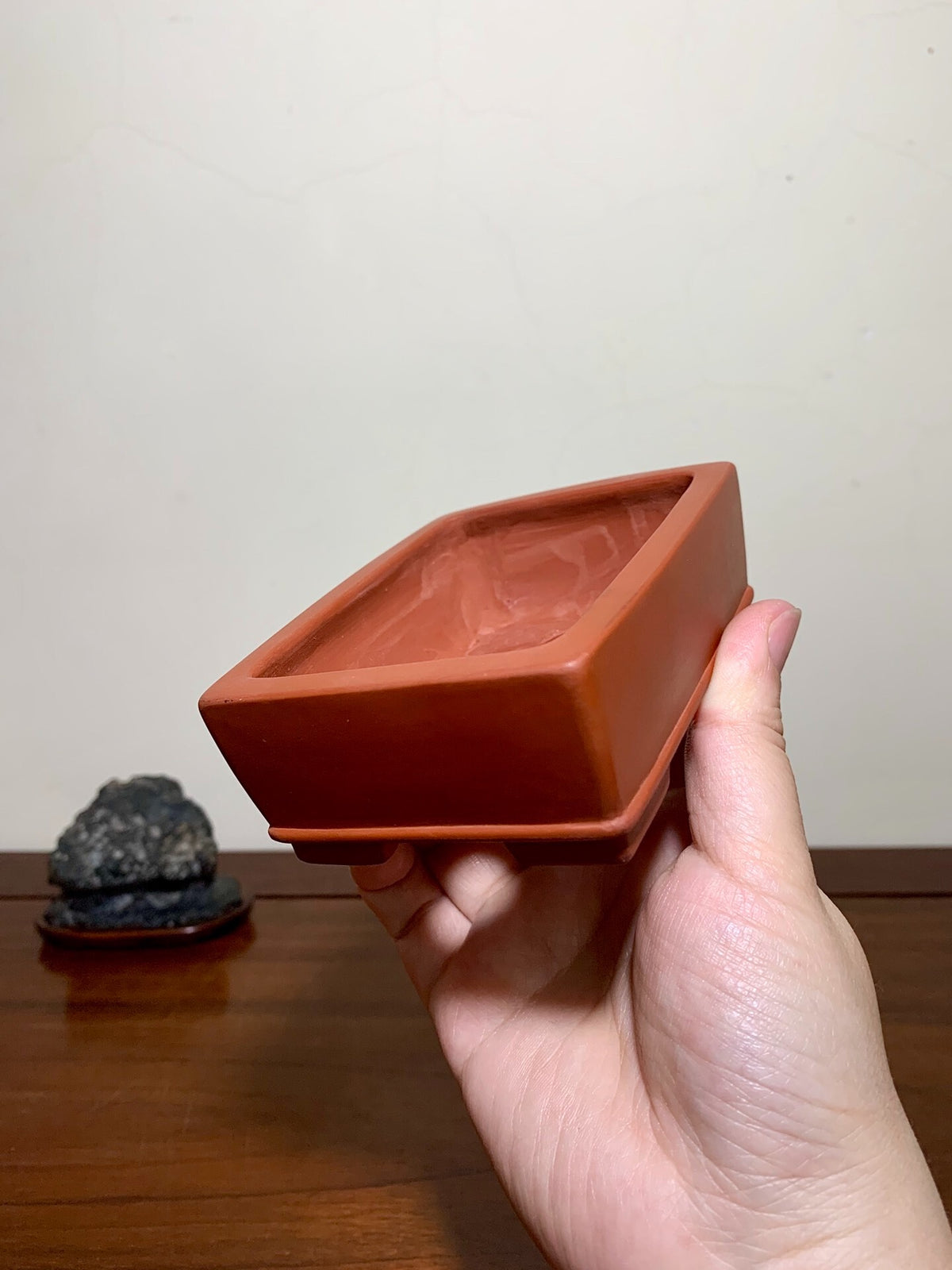 Bici Red Clay Lower Band Rectangular Japanese Pot