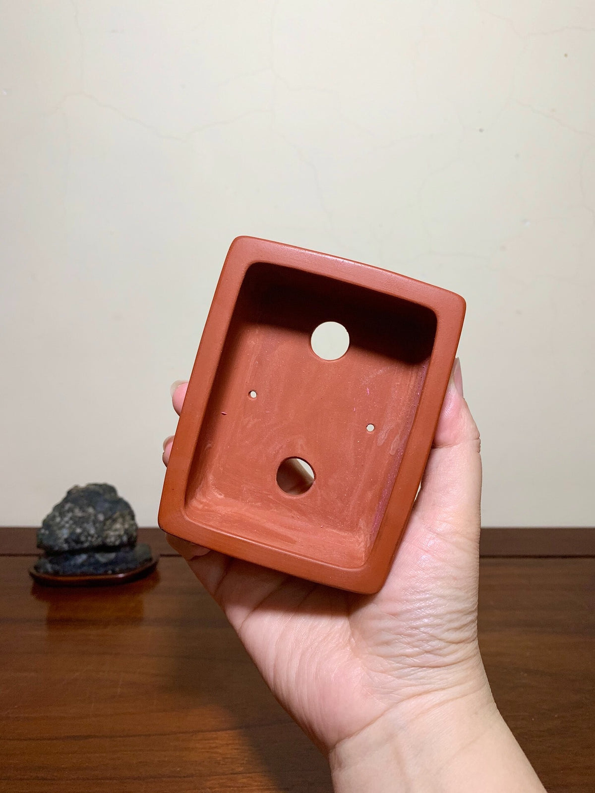 Bici Red Clay Lower Band Rectangular Japanese Pot