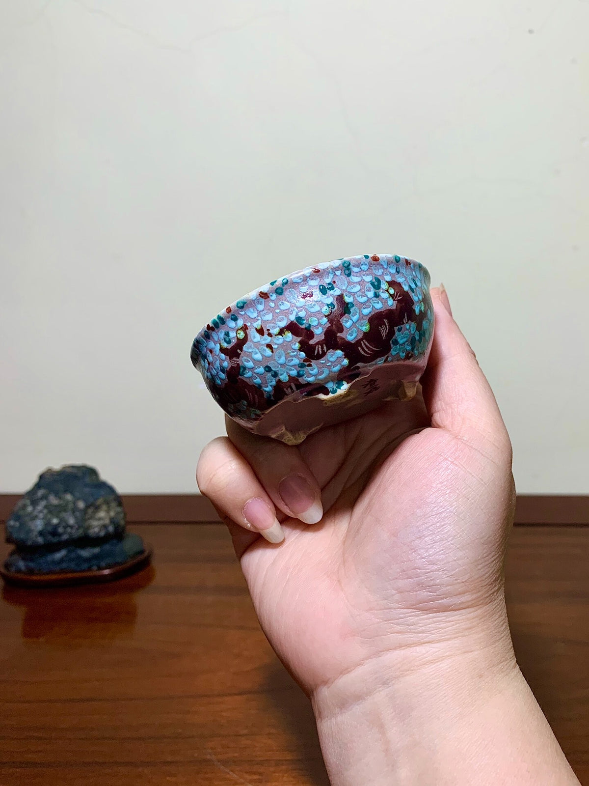 Enamelled Plum Blossom Round Pot by Shunaka