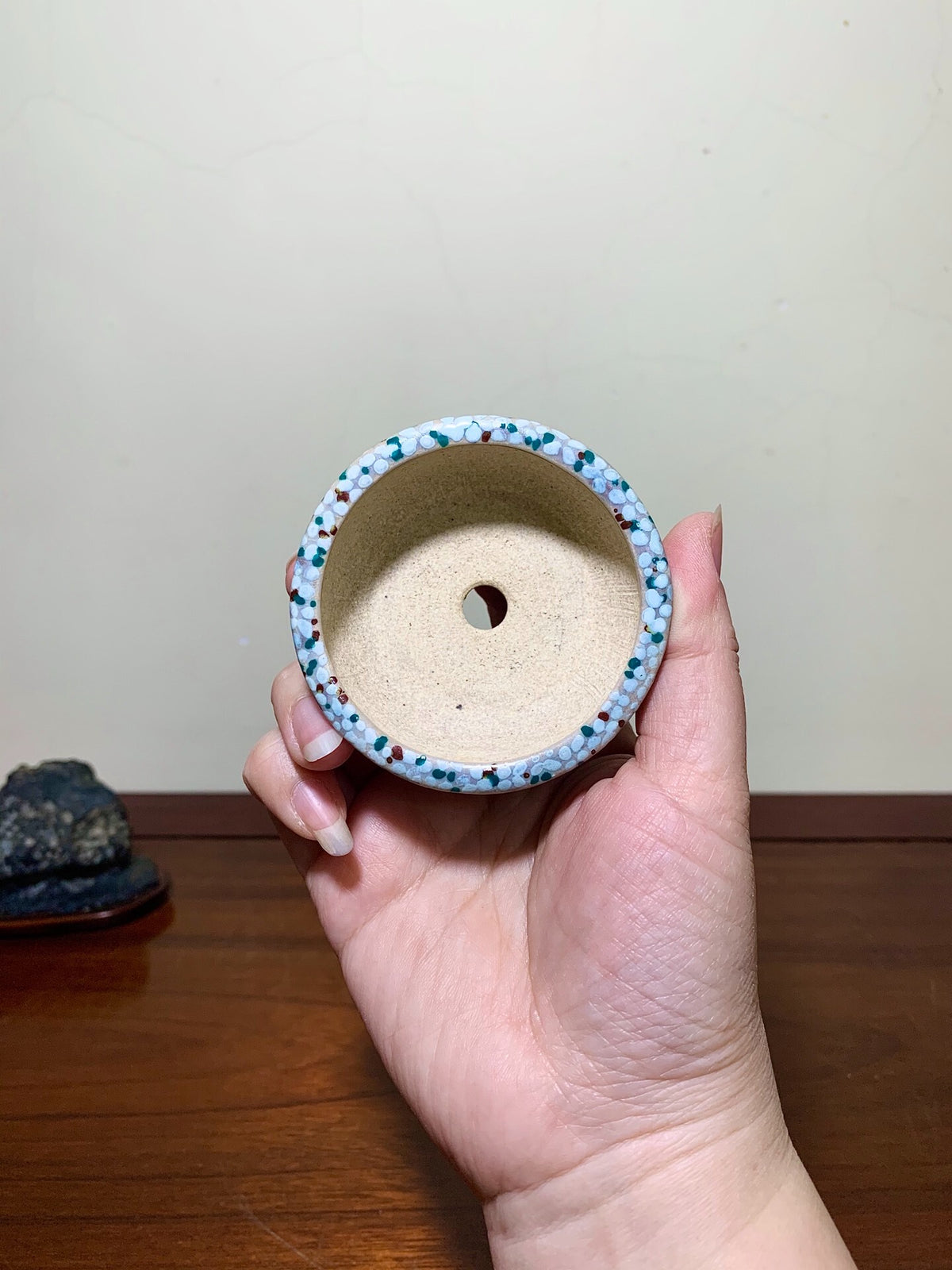 Enamelled Plum Blossom Round Pot by Shunaka