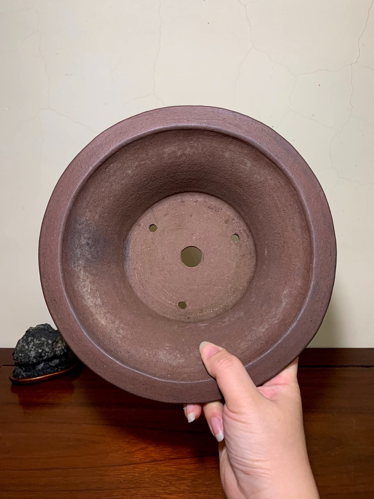 Conical Pot with Outer Rim, Lower Band, Sectioned Feet, Japanese Bonsai Pot by Watanabe Masayama
