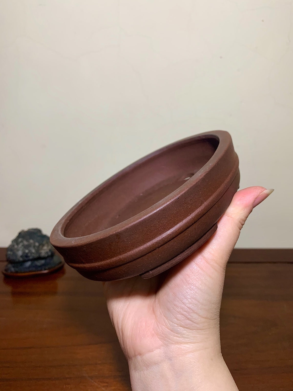 Center Knob Oval Japanese Pot by Shibakatsu