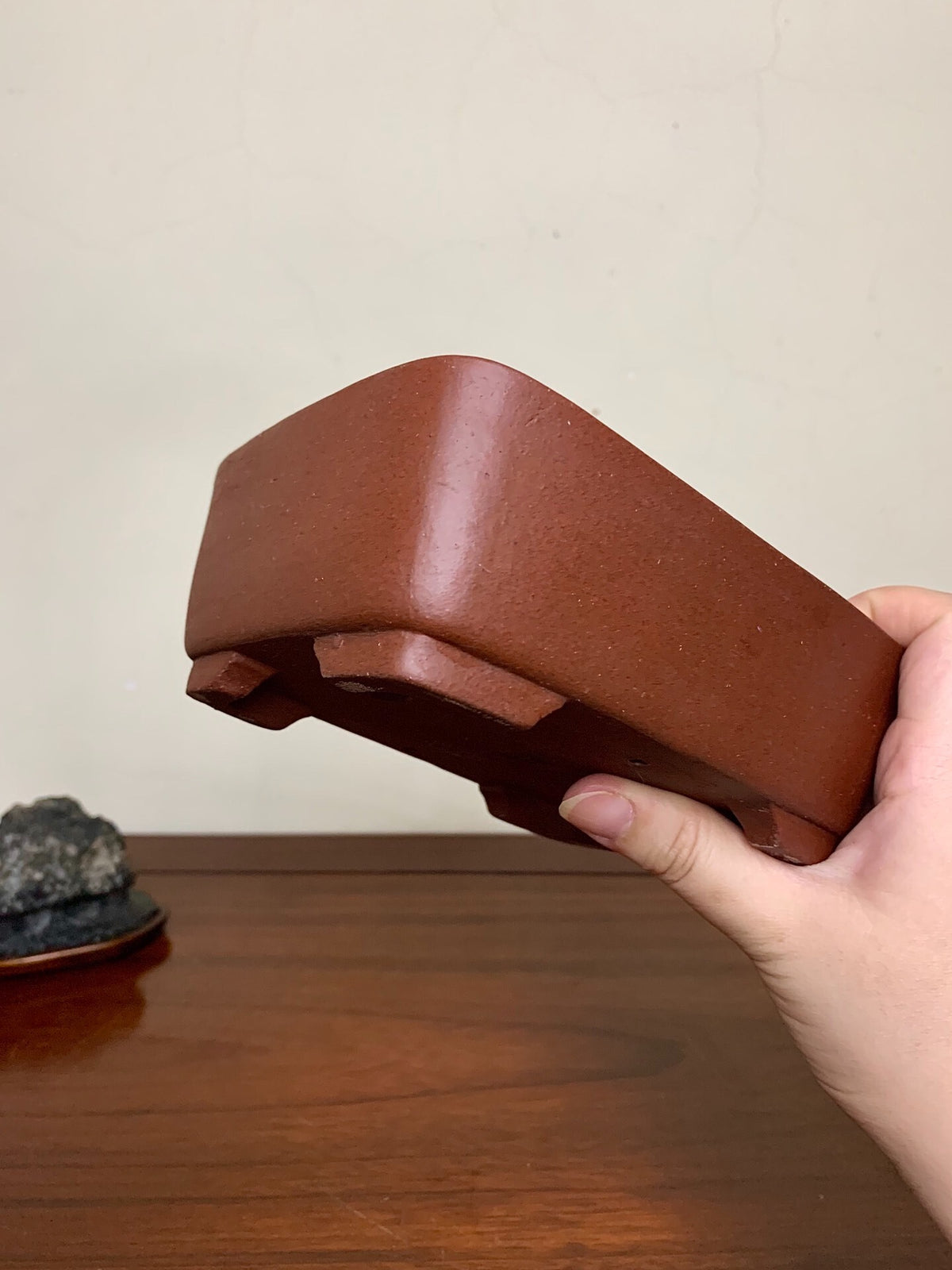 Cut-Footed Rectangular Japanese Pot by Shibakatsu