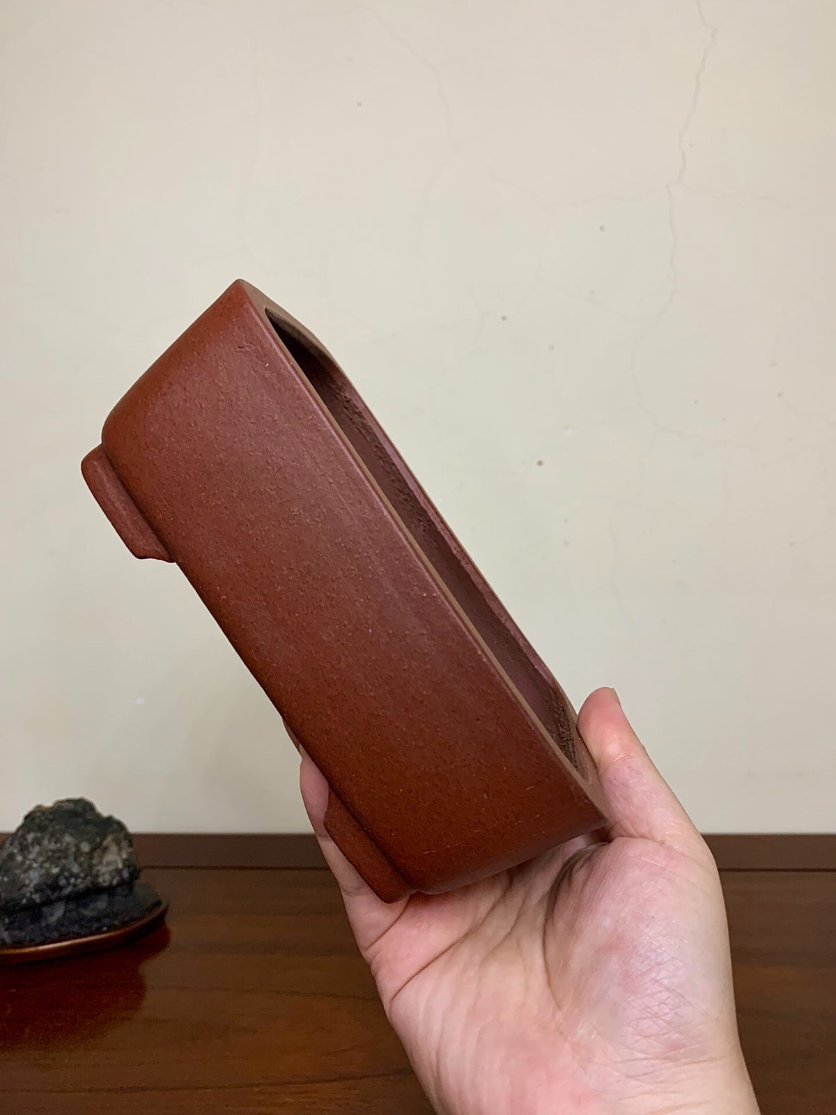 Cut-Footed Rectangular Japanese Pot by Shibakatsu