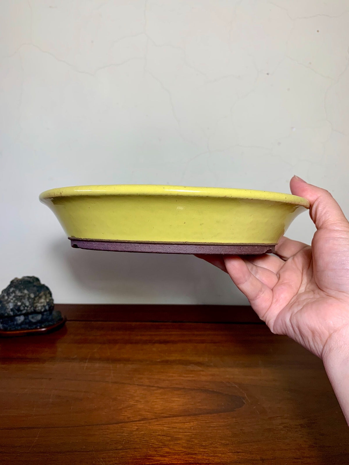 Matsuizan Aki Yellow Glaze Outer Rim Perfectly Round Japanese Pot