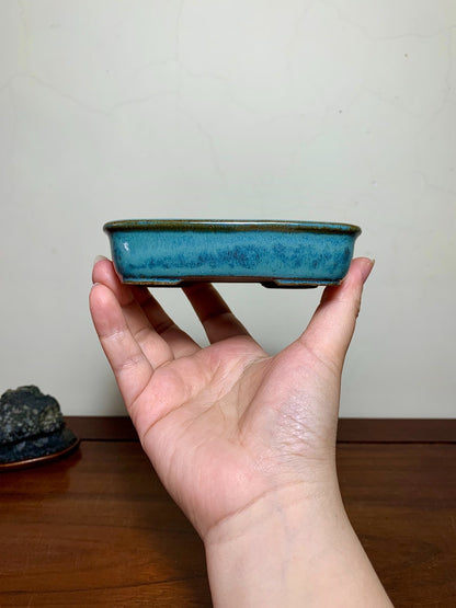 Outer Rim Kiln-Transmuted Rectangular Japanese Pot by Shunaka