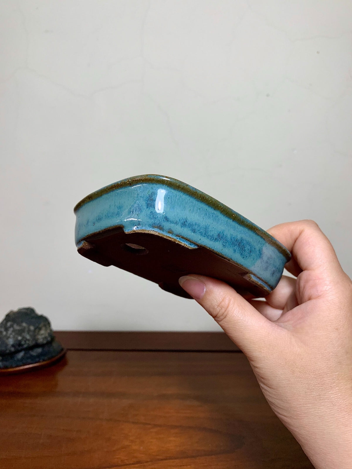 Outer Rim Kiln-Transmuted Rectangular Japanese Pot by Shunaka
