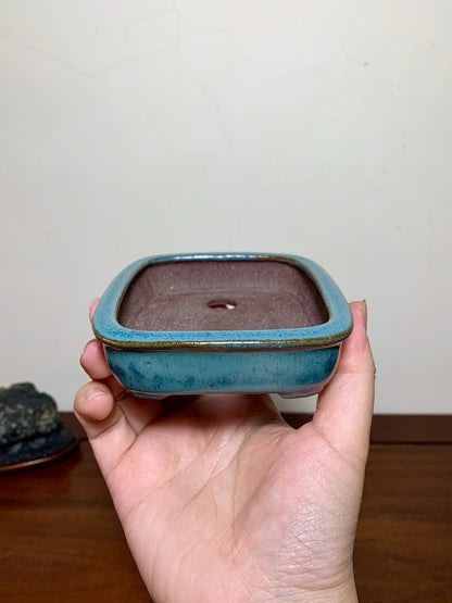Outer Rim Kiln-Transmuted Rectangular Japanese Pot by Shunaka