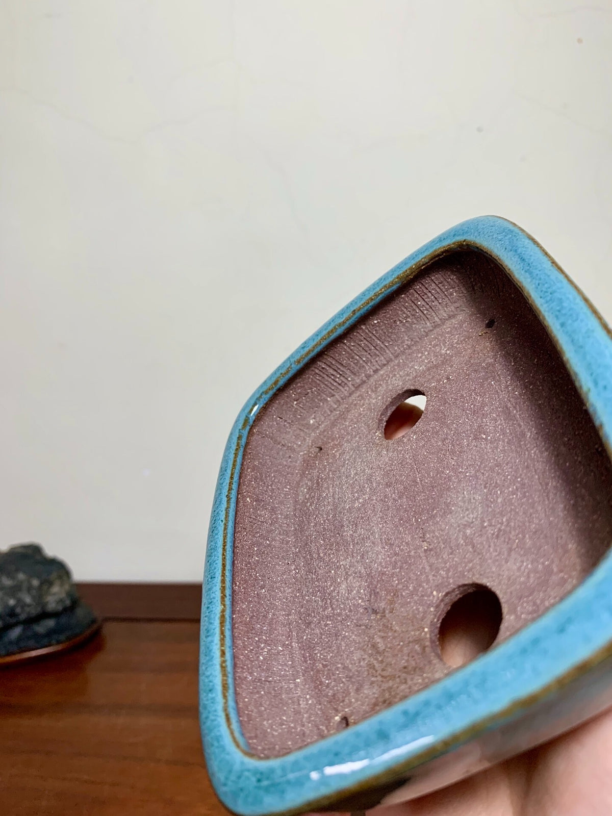 Outer Rim Kiln-Transmuted Rectangular Japanese Pot by Shunaka