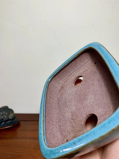 Outer Rim Kiln-Transmuted Rectangular Japanese Pot by Shunaka