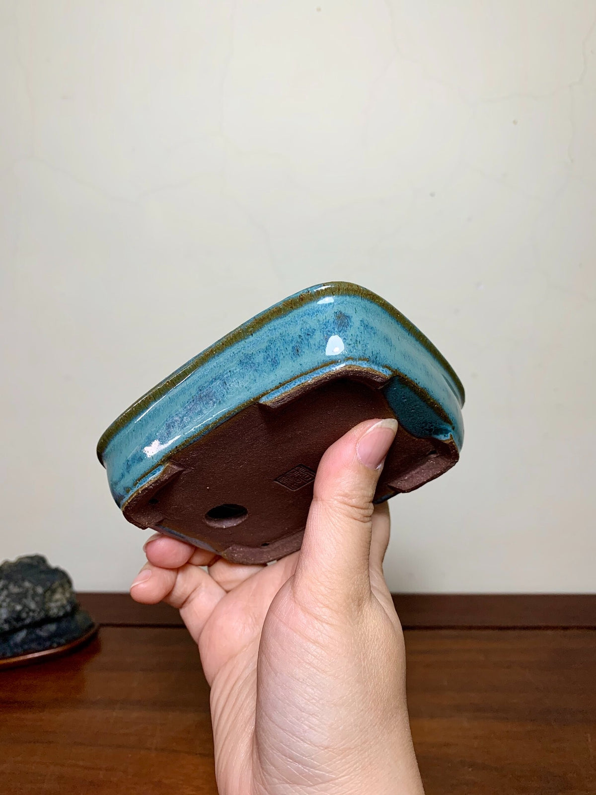 Outer Rim Kiln-Transmuted Rectangular Japanese Pot by Shunaka