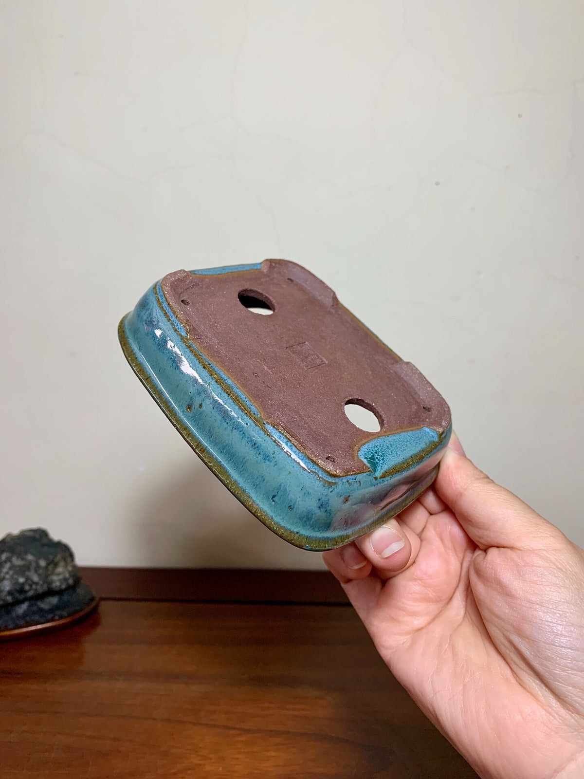 Outer Rim Kiln-Transmuted Rectangular Japanese Pot by Shunaka