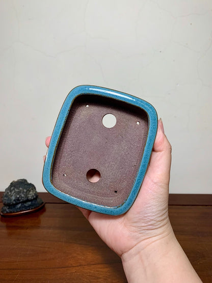 Outer Rim Kiln-Transmuted Rectangular Japanese Pot by Shunaka