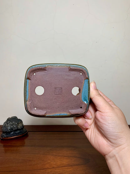 Outer Rim Kiln-Transmuted Rectangular Japanese Pot by Shunaka