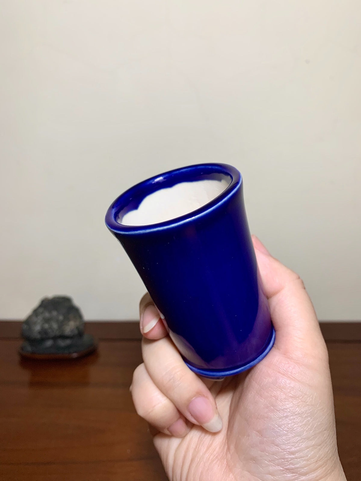Shi-Saki Ishin Ruri Glaze Lower Band Cylindrical Japanese Pot