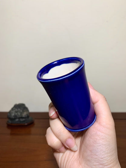 Shi-Saki Ishin Ruri Glaze Lower Band Cylindrical Japanese Pot