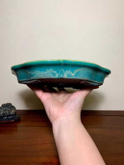 Sen Dai Kōyō Cloth-Textured Glaze Wheel-Flower Japanese Pot