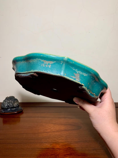 Sen Dai Kōyō Cloth-Textured Glaze Wheel-Flower Japanese Pot