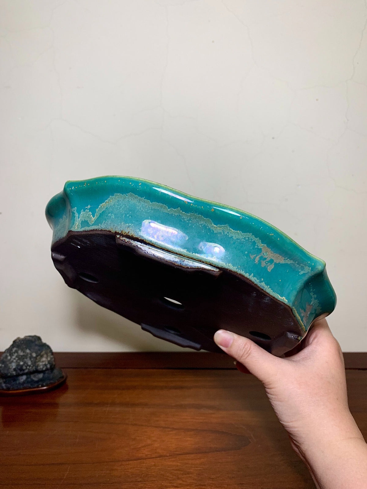 Sen Dai Kōyō Cloth-Textured Glaze Wheel-Flower Japanese Pot