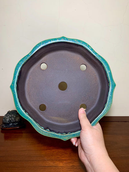 Sen Dai Kōyō Cloth-Textured Glaze Wheel-Flower Japanese Pot