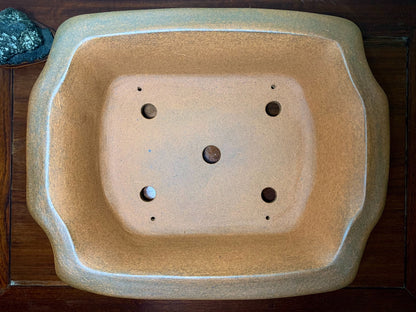 Purple Clay, Large Omoto Pot, Cut Feet, Lower Band, Rectangular, Japanese Bonsai Pot by Kobasaki Takashi
