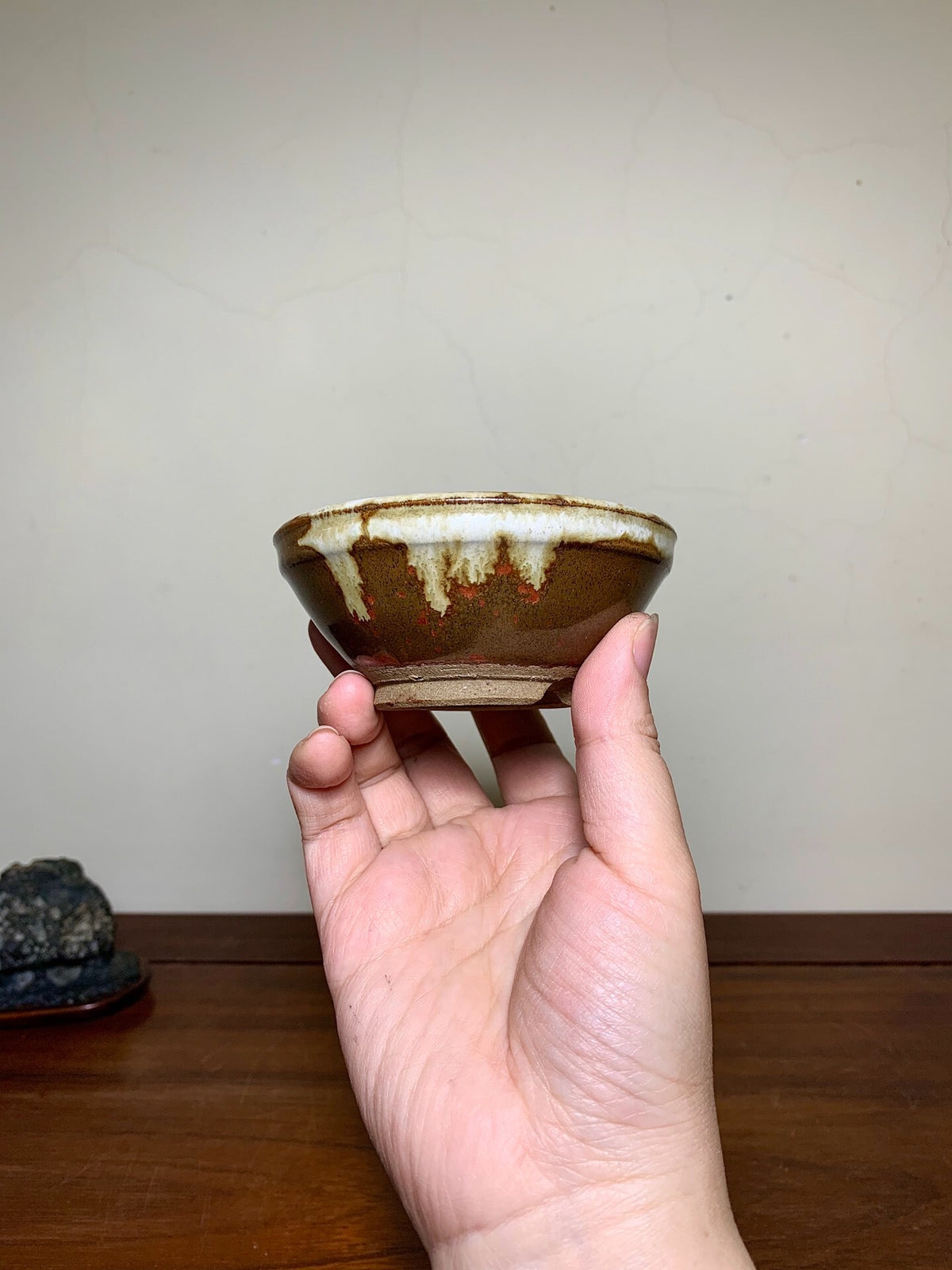 Konno Shinzan Copper-Red Glaze Kiln-Transmuted Round Pot