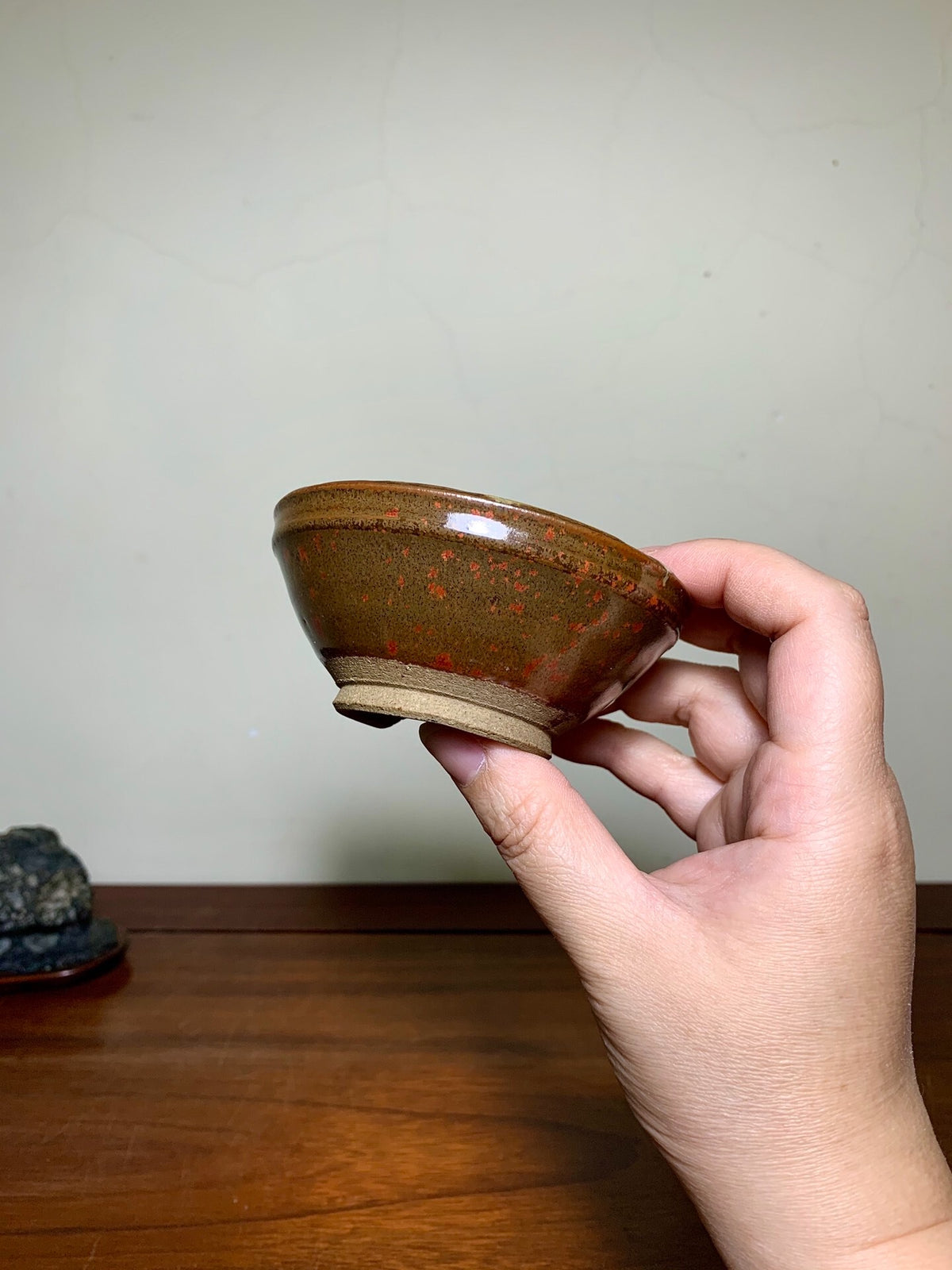 Konno Shinzan Copper-Red Glaze Kiln-Transmuted Round Pot
