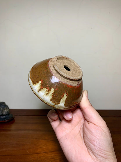 Konno Shinzan Copper-Red Glaze Kiln-Transmuted Round Pot