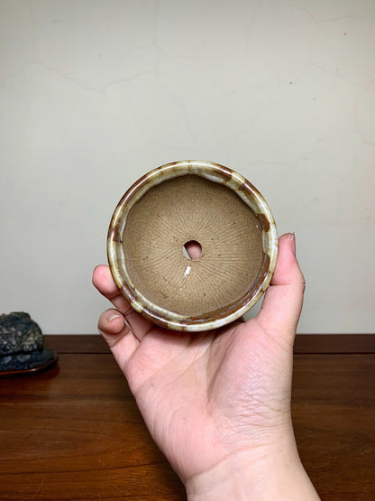 Konno Shinzan Copper-Red Glaze Kiln-Transmuted Round Pot