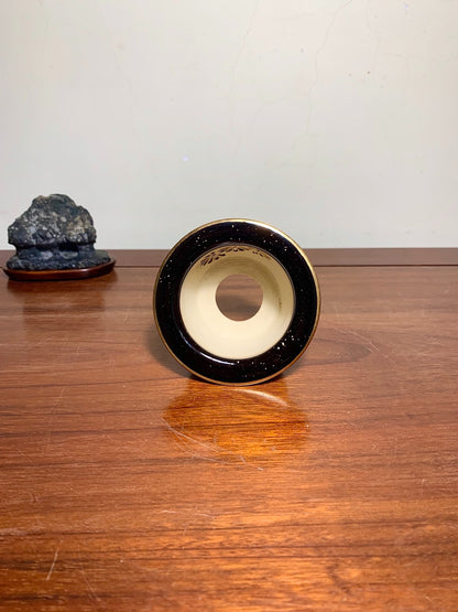 Sakai Tensan Classic Black Crystal Glaze Pierced Omoto Pot